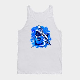 Blues Shark In Deep Blue Sea Tank Top